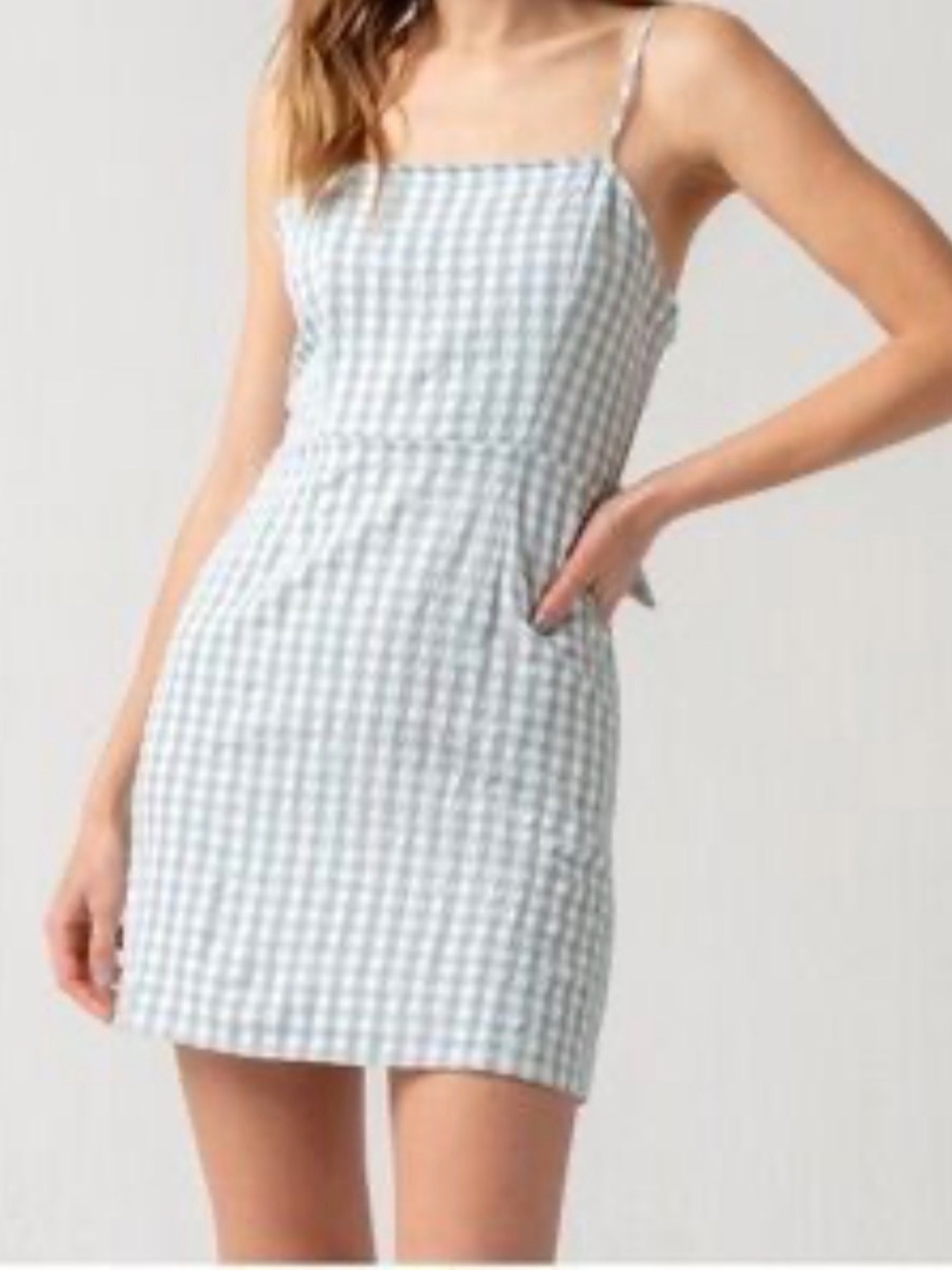 Sky and Sparrow Gingham Spaghetti Strap Mini Dress